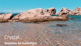  Presentation with clear water - PPT theme having view-of-the-peculiar-rock background and a coral colored foreground