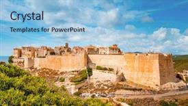  Presentation with risk management top view - Colorful theme enhanced with view of the picturesque citadel backdrop and a  colored foreground