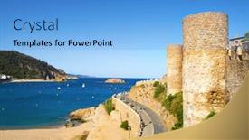  Presentation with beach - Audience pleasing slide deck consisting of view-of-the-platja-gran backdrop and a light blue colored foreground