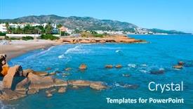  Presentation with beach - Amazing presentation theme having view-of-the-playa-del backdrop and a ocean colored foreground