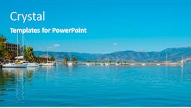  Presentation with sea port - PPT theme enhanced with view-of-the-port background and a teal colored foreground