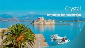  Presentation with sea port - Slides enhanced with view-of-the-port background and a  colored foreground