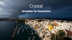  Presentation with port - Presentation theme featuring view-of-the-port background and a ocean colored foreground