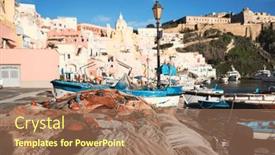  Presentation with port - PPT theme having view-of-the-port background and a coral colored foreground