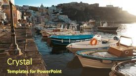  Presentation with port - Presentation theme having view-of-the-port background and a tawny brown colored foreground