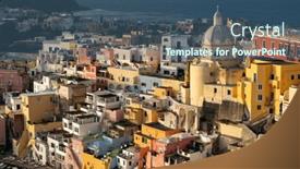  Presentation with island sunset - Slides featuring view-of-the-port background and a ocean colored foreground