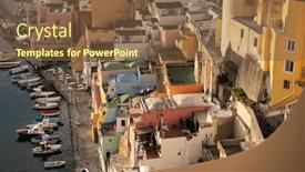  Presentation with island sunset - Presentation consisting of view-of-the-port background and a tawny brown colored foreground