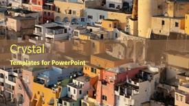  Presentation with island sunset - PPT theme enhanced with view-of-the-port background and a tawny brown colored foreground