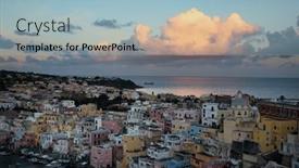  Presentation with island sunset - Presentation design featuring view-of-the-port background and a light blue colored foreground