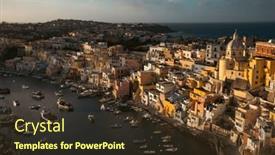  Presentation with island sunset - Presentation theme enhanced with view-of-the-port background and a tawny brown colored foreground