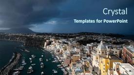  Presentation with port - Slide deck with view-of-the-port background and a ocean colored foreground