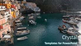  Presentation with port - Presentation enhanced with view-of-the-port background and a ocean colored foreground