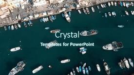  Presentation with port - PPT theme having view-of-the-port background and a ocean colored foreground