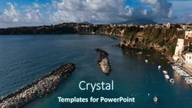  Presentation with port - Presentation design featuring view-of-the-port background and a ocean colored foreground