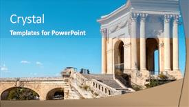  Presentation with aqueduct - PPT theme having view of the promenade du peyrou esplanade in montpellier france highlighting its iconic neoclassical water tower on the left and the saint clement aqueduct on the left background and a teal colored foreground