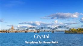  Presentation with railway - Audience pleasing theme consisting of view-of-the-railway-bridge backdrop and a teal colored foreground