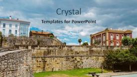  Presentation with country - PPT layouts featuring view-of-the-ramparts background and a light blue colored foreground