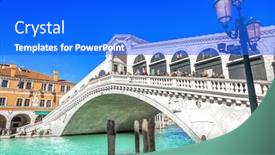  Presentation with canal - PPT theme featuring view-of-the-rialto-bridge background and a cobalt blue colored foreground