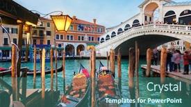  Presentation with bridge over troubled waters - Beautiful PPT theme featuring view-of-the-rialto-bridge backdrop and a ocean colored foreground