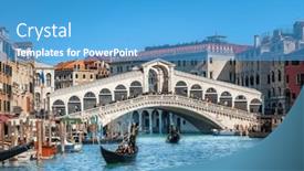  Presentation with canal - Presentation theme featuring view-of-the-rialto-bridge background and a teal colored foreground