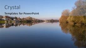  Presentation with international - Slides consisting of view-of-the-river-minho background and a light blue colored foreground