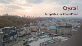  Presentation with bird eye view - PPT theme enhanced with view of the river station background and a lemonade colored foreground