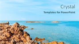 Presentation with calm sea - Amazing PPT layouts having view-of-the-rock-formations backdrop and a light blue colored foreground
