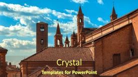  Presentation with tiles - Theme featuring view-of-the-roofs background and a tawny brown colored foreground