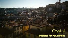  Presentation with old buildings - Presentation design consisting of view-of-the-rooftops background and a wine colored foreground
