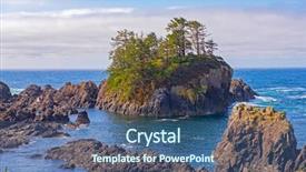  Presentation with pacific island - Slide set featuring view of the rugged shoreline background and a ocean colored foreground