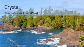  Presentation with pacific island - Cool new slide deck with view of the rugged shoreline backdrop and a light blue colored foreground