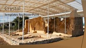  Presentation with building - PPT theme consisting of view-of-the-ruins background and a coral colored foreground