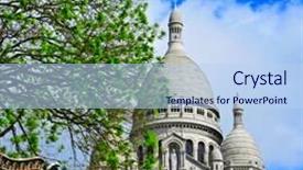  Presentation with paris france - Cool new slide set with view of the sacre-coeur basilica in paris france backdrop and a light blue colored foreground