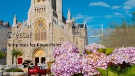  Presentation with church - PPT layouts enhanced with view-of-the-sainte-eugenie background and a coral colored foreground