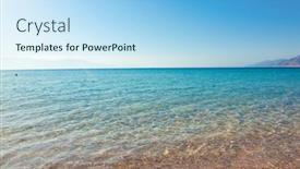  Presentation with turquoise beach - Audience pleasing presentation design consisting of view of the sandy beach and turquoise sea backdrop and a light blue colored foreground