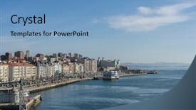  Presentation with spain - Beautiful theme featuring view of the santander bay backdrop and a teal colored foreground