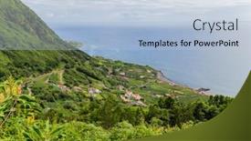  Presentation with ocean - Cool new presentation design with view-of-the-sao-jorge backdrop and a light blue colored foreground
