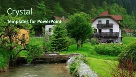  Presentation with river valley - PPT theme having view-of-the-savinja-river background and a tawny brown colored foreground