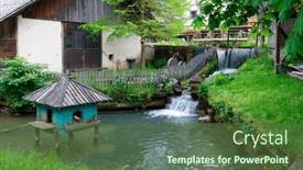  Presentation with river valley - Presentation theme enhanced with view-of-the-savinja-river background and a tawny brown colored foreground