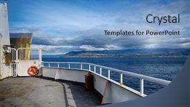  Presentation with strait - Colorful slide set enhanced with view of the sea of strait of messina from the bow of a ferry boat backdrop and a teal colored foreground