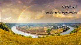  Presentation with river flowing - Theme having view of the sinuous river background and a coral colored foreground