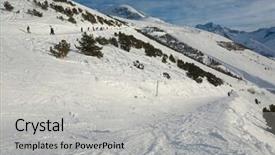  Presentation with ski - Slide set featuring view of the ski slopes of les deux alpes background and a light gray colored foreground
