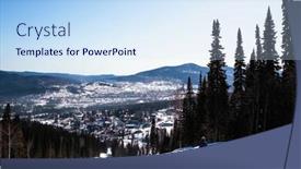  Presentation with snow mountain - Colorful PPT theme enhanced with view of the snow slope on mustag-mountain in the mountain shoria backdrop and a sky blue colored foreground