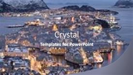  Presentation with winter - PPT theme consisting of view-of-the-snowy-city background and a ocean colored foreground