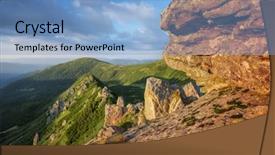  Presentation with sunlight - Presentation design with view of the stony hills background and a light blue colored foreground