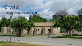  Presentation with buildings - PPT theme consisting of view-of-the-supplementary-buildings background and a light blue colored foreground