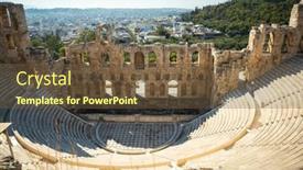  Presentation with ancient greek theatre - Slide deck consisting of view-of-the-theatre background and a tawny brown colored foreground