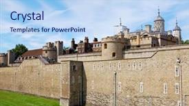  Presentation with london - Presentation design having view of the tower of london with a clear sky background background and a light blue colored foreground