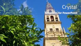  Presentation with cordoba - Beautiful slide deck featuring view of the tower of cordoba mosque in spain backdrop and a teal colored foreground