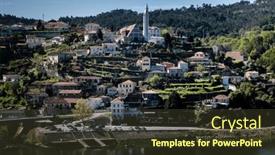  Presentation with river valley - Presentation consisting of view-of-the-town background and a tawny brown colored foreground